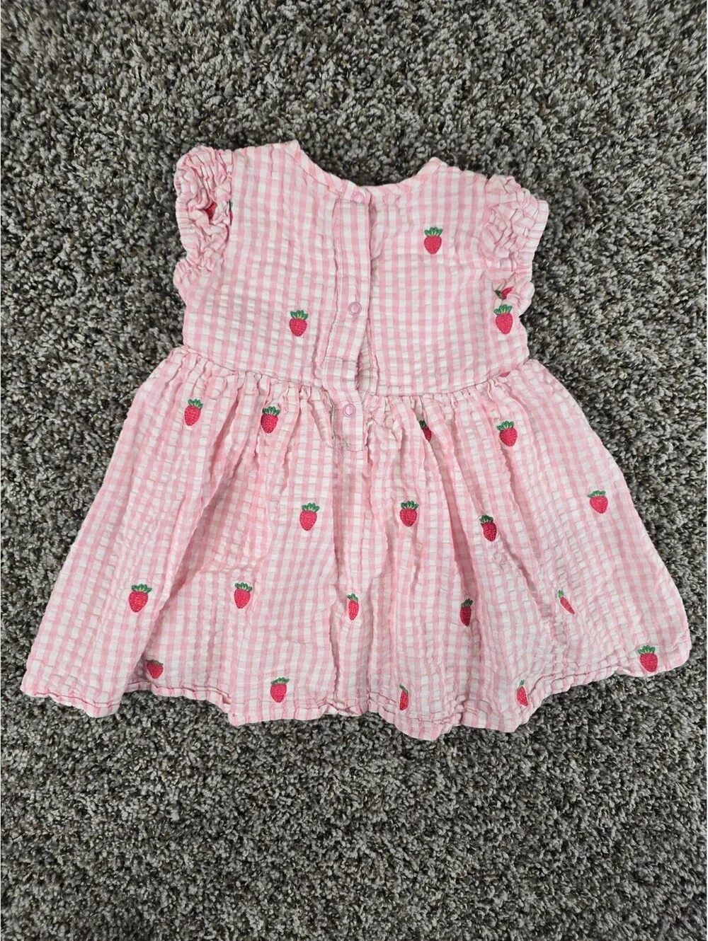 Adventurewear 360 Baby Girls Sz 24M Pink Gingham Dress Strawberry Embroidered
